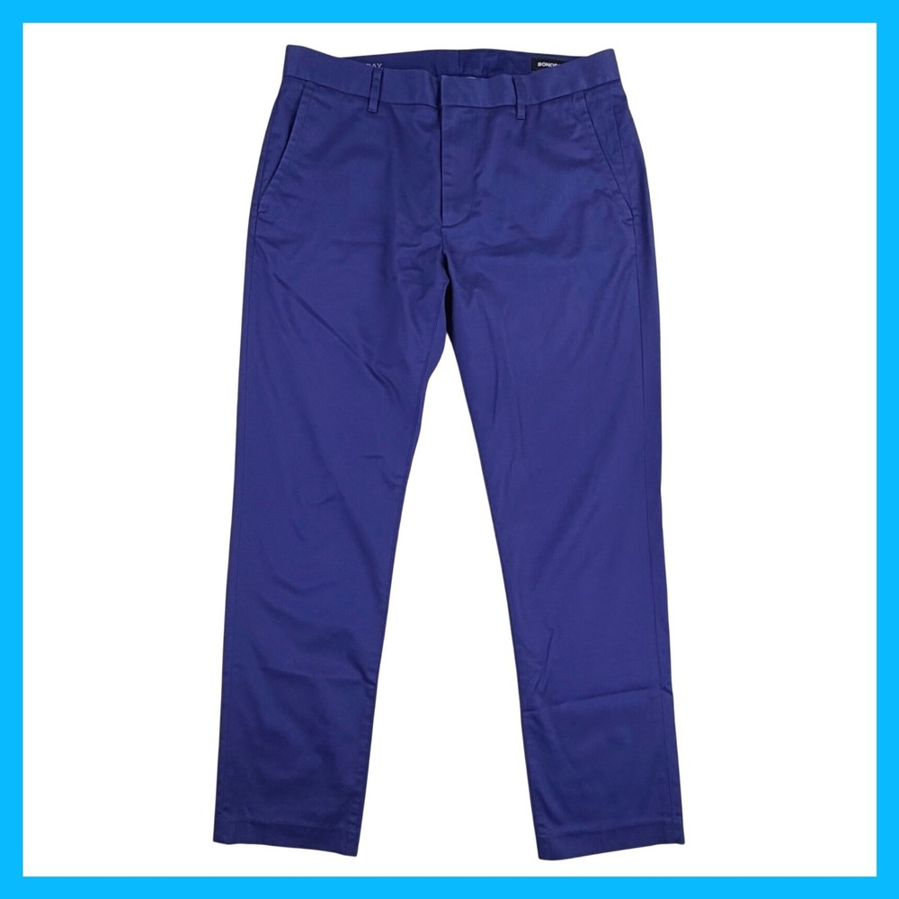 Bonobos Monday Pant Men 34x30 Blue Cotton Blend Slim Fit Stretch Chino Pants